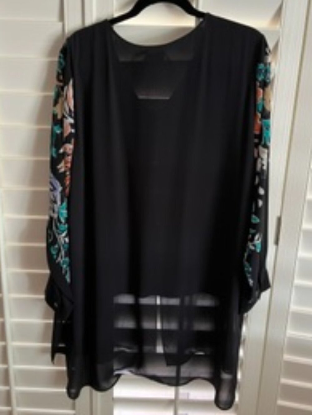 Chico's Black and Flowered Sheer Tunic with Liner - Picture 2 of 5